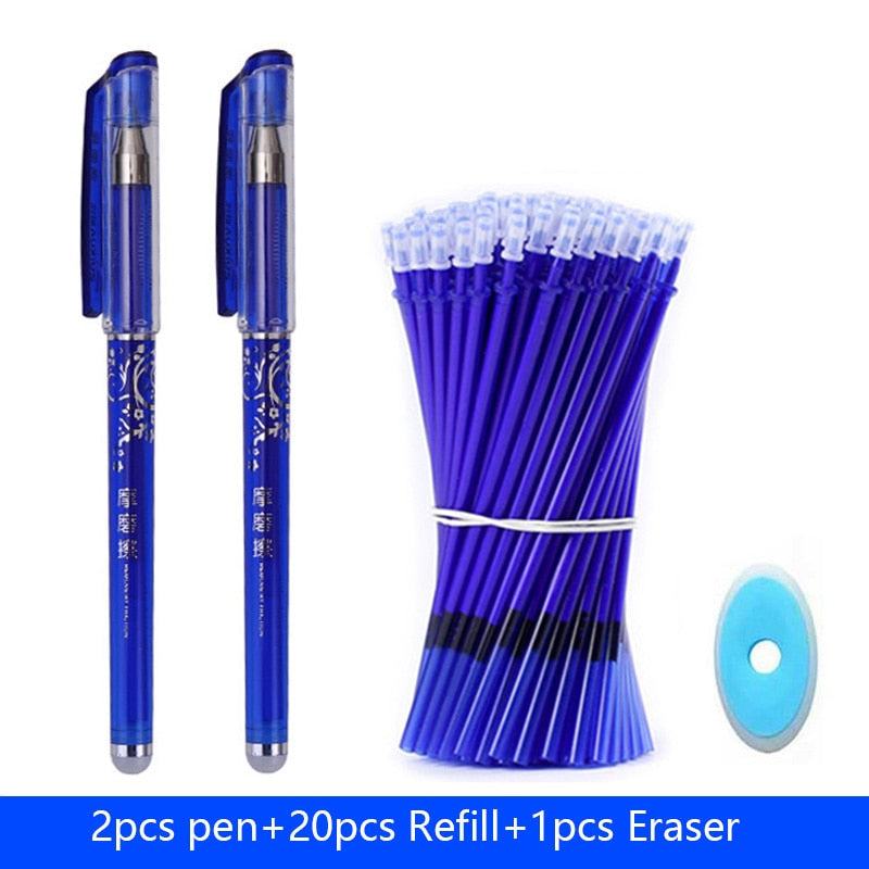 23Pcs/Set Erasable Gel Pens Set Washable Handle Blue Black Ink Writing Neutral Pen for School Office Supplies Stationery