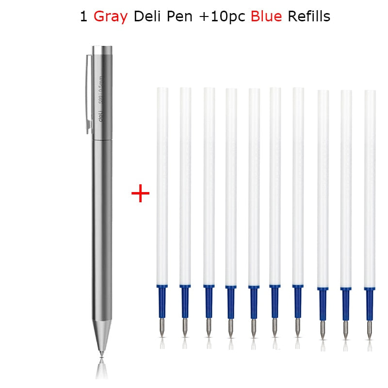 Xiaomi Deli Metal Sign Pen Gel Ink Pen 9.5mm Signing Stylo PREMEC Smooth Refill MiKuni Japan Ink Caneta OEM Black Blue Ink