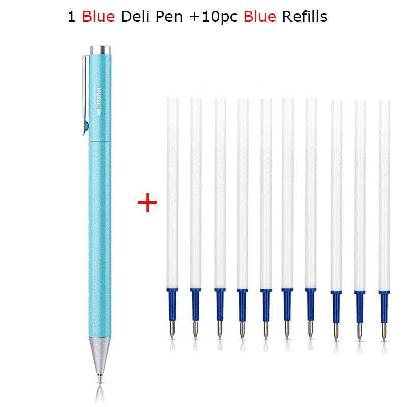 Xiaomi Deli Metal Sign Pen Gel Ink Pen 9.5mm Signing Stylo PREMEC Smooth Refill MiKuni Japan Ink Caneta OEM Black Blue Ink