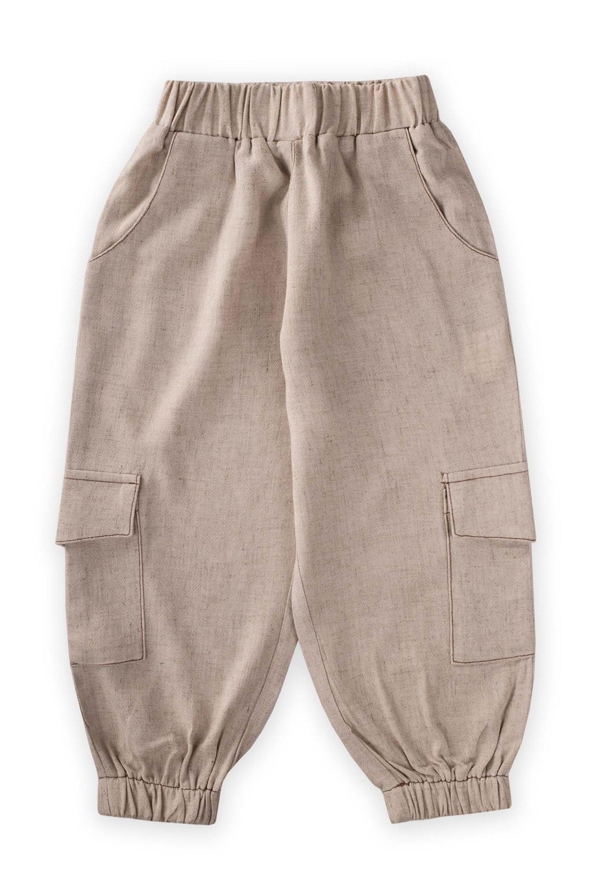 Linen trousers with rubber trousers 2-7 years natural