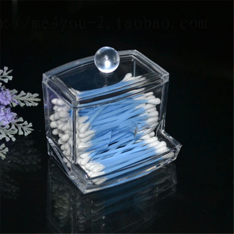 Acrylic Cotton Swabs Storage Holder Box Portable Transparent Makeup Cotton Pad Cosmetic Container Jewelry Organizer Case