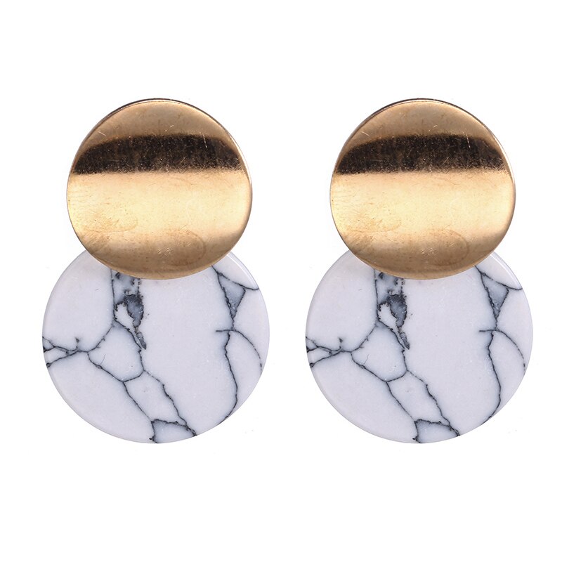 Korean Statement Black Acrylic Drop Earrings for Women 2019 Fashion Jewelry Vintage Geometric Gold Color Asymmetric Earring
