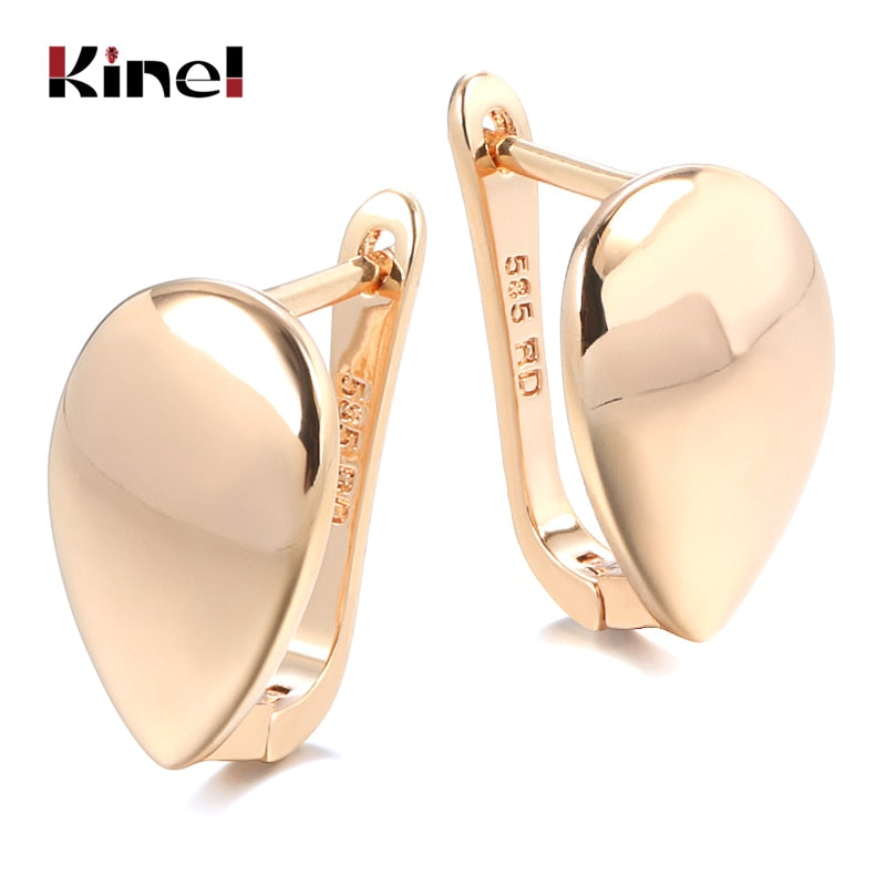 Kinel Hot Fashion Glossy Dangle Earrings 585 Rose Gold Simple Square Earrings For Women High Quality Daily Fine Jewelry