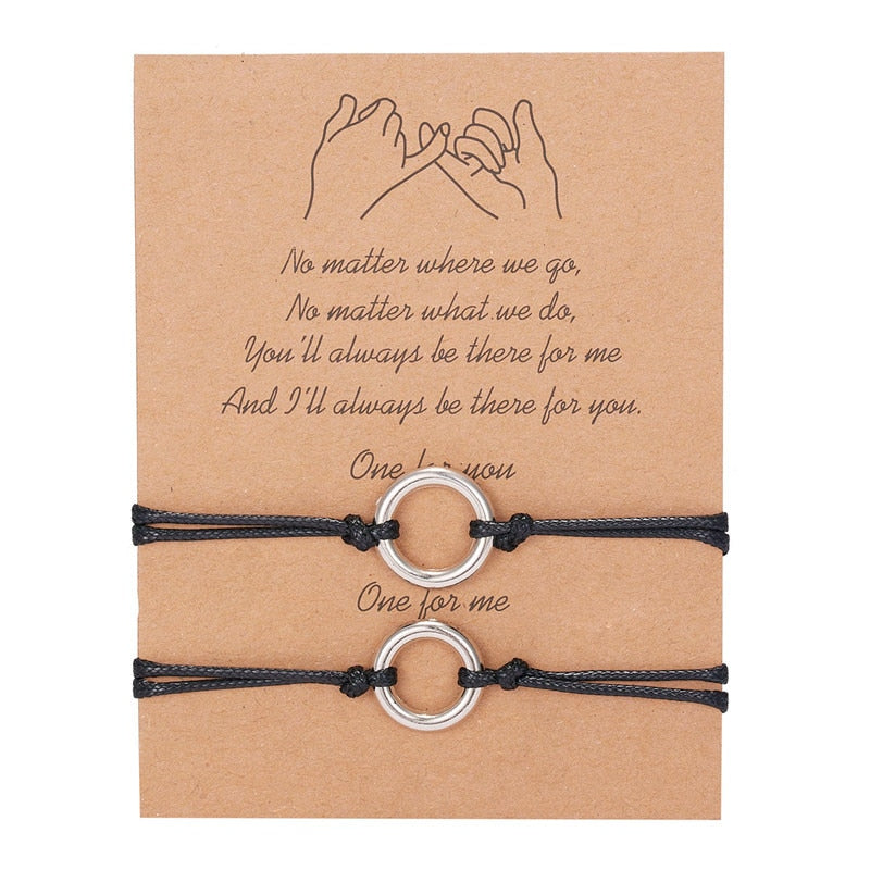 2 PCS/Set Couple Bracelet For Women Lover Sun Moon Star Heart Handmade Braided Rope Charm Friendship Girlfriend Jewelry Gift