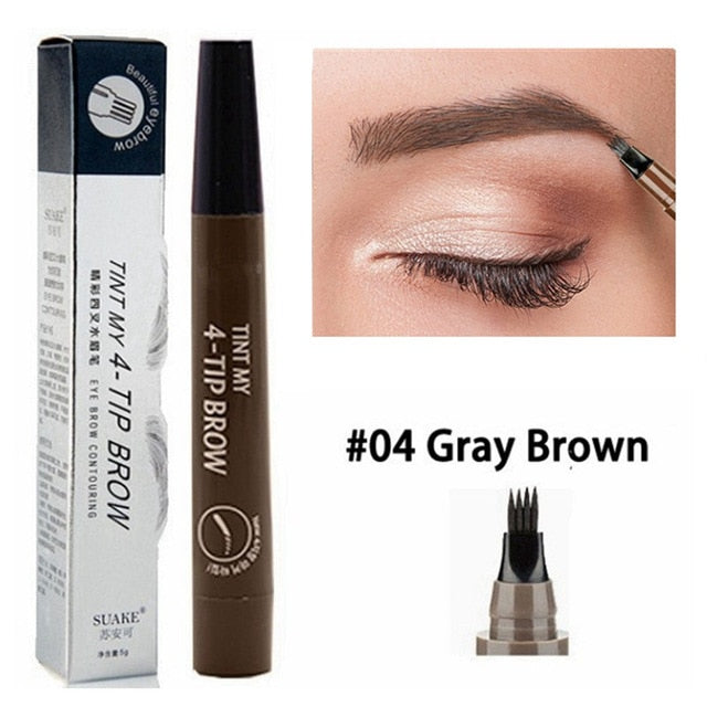 4 Point Eyebrow Pencil Waterproof Liquid Eyebrow Pen Makeup Long Lasting 4 Fork Tip Brow Pen Cosmetic Microblade Brow Pencil