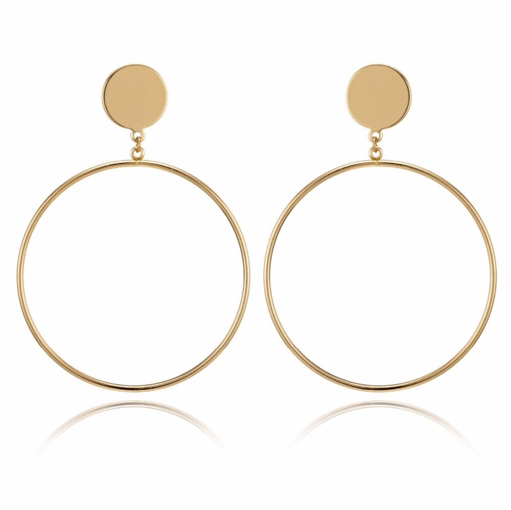 IPARAM 2021 New Big Circle Round Hoop Earrings for Women&#39;s Fashion Statement Golden Punk Charm Earrings Party Jewelry