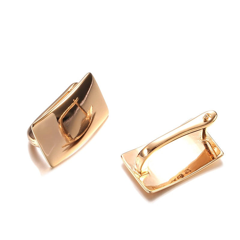 Kinel Hot Fashion Glossy Dangle Earrings 585 Rose Gold Simple Square Earrings For Women High Quality Daily Fine Jewelry