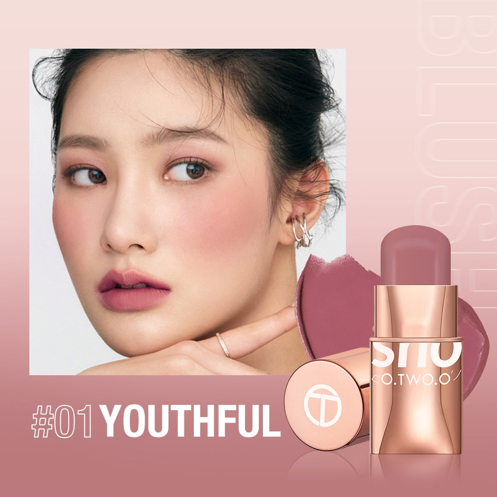 O.TWO.O Lipstick Blush Stick 3-in-1 Eyes Cheek and Lip Tint Buildable Waterproof Lightweight Cream Multi Stick Makeup for Women