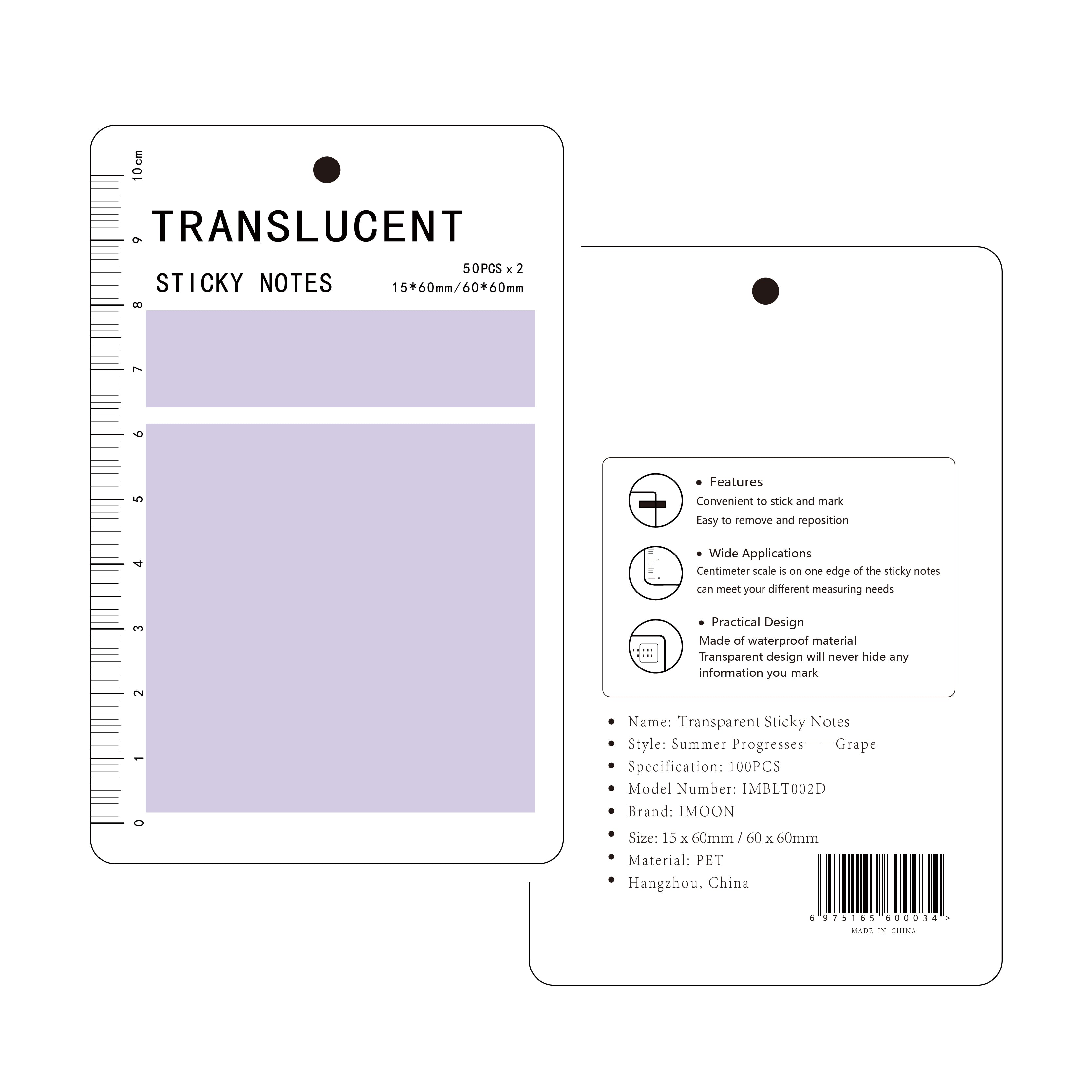 MOHAMM 50/100 Sheets Transparent Waterproof Posted It Sticky Note Pads Notepads Posits for School Stationery Office Supplies
