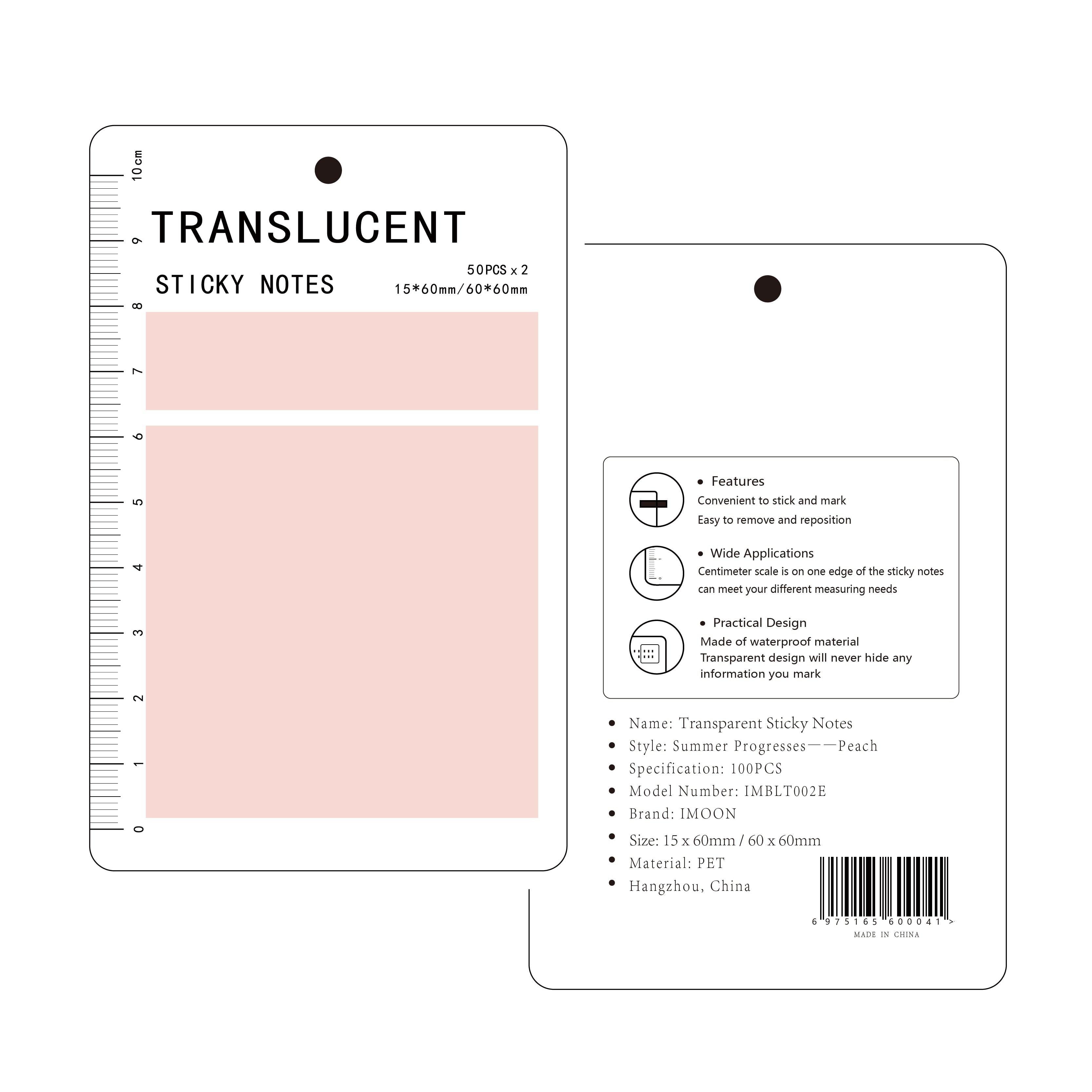 MOHAMM 50/100 Sheets Transparent Waterproof Posted It Sticky Note Pads Notepads Posits for School Stationery Office Supplies