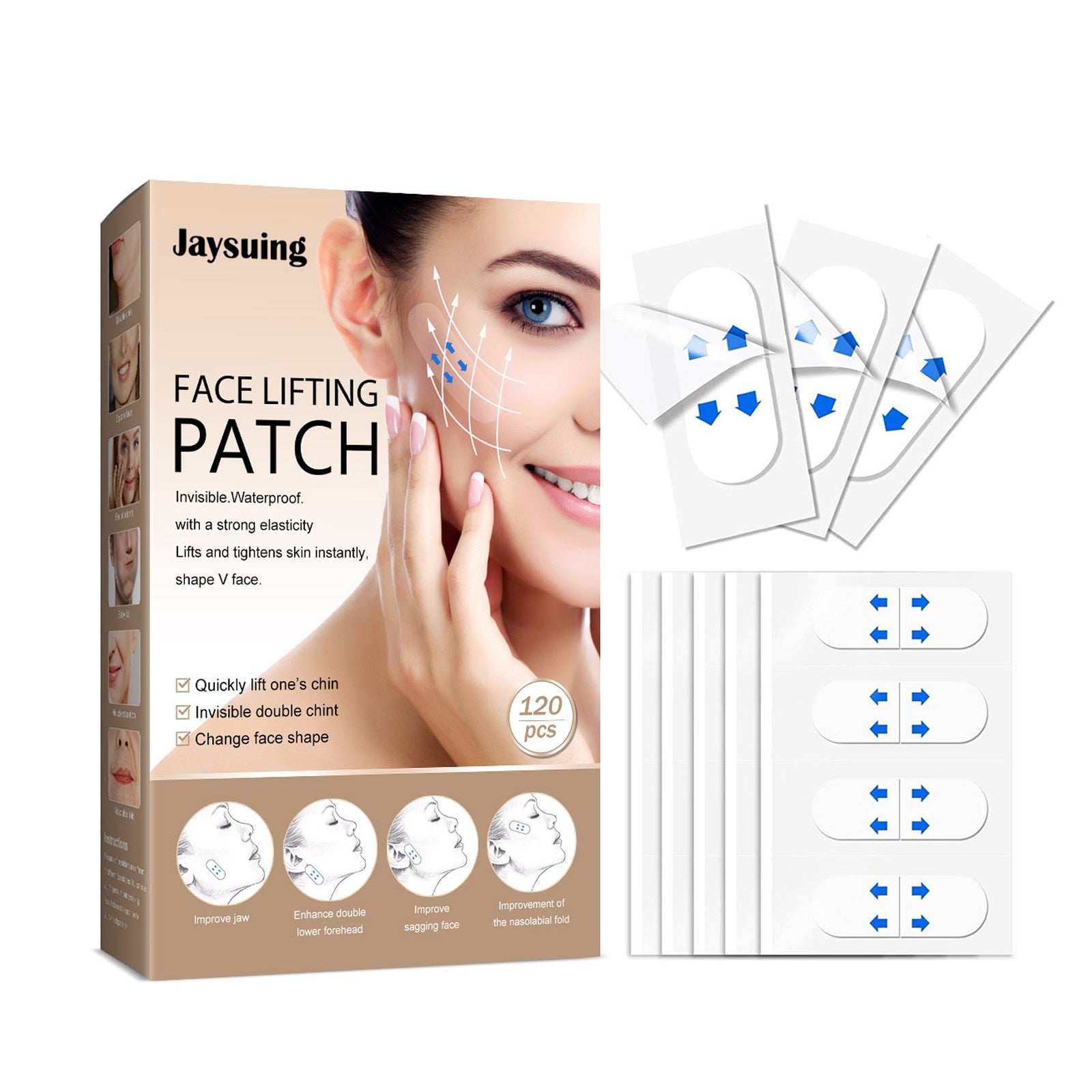 Yoxier 40Pcs/10Sheets/Pack Waterproof V Face Makeup Adhesive Tape Invisible Breathable Lift Face Sticker Lifting Tighten Chin
