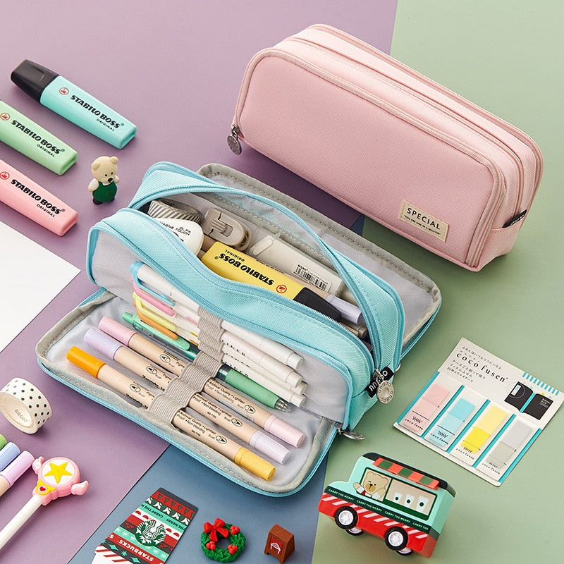 Creative Pencil Case Cute Boy Girl Kawaii Pencil Cases Storage Kids Pen Bag Large Big Stationery Box School Students Supplies