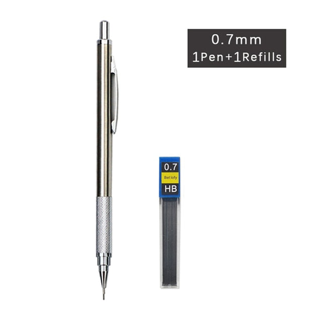 0.3/0.5/0.7/0.9/1.3/2.0mm Mechanical Pencil Office School Writing Art Painting Tools Metal Automatic Pencils Creative Stationery