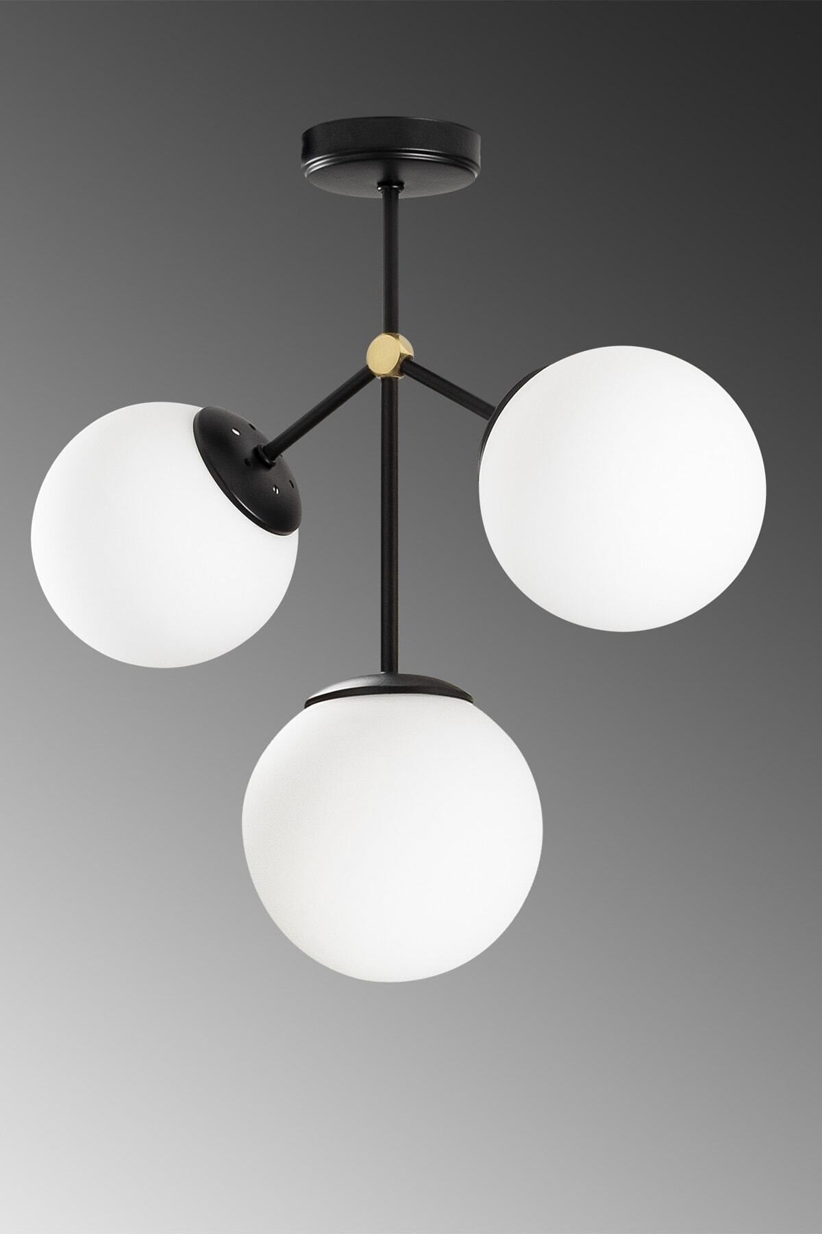 Triple black modern acrobat model white glop glass chandelier