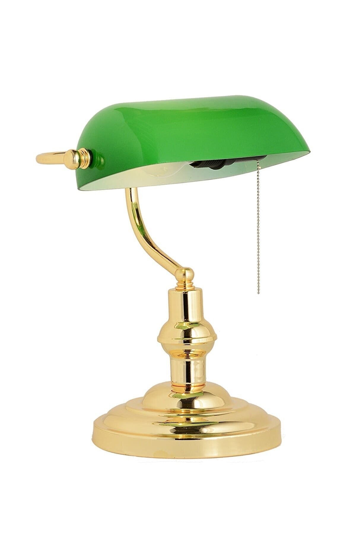 BANKER Table Lamp Gold Color Green Glass