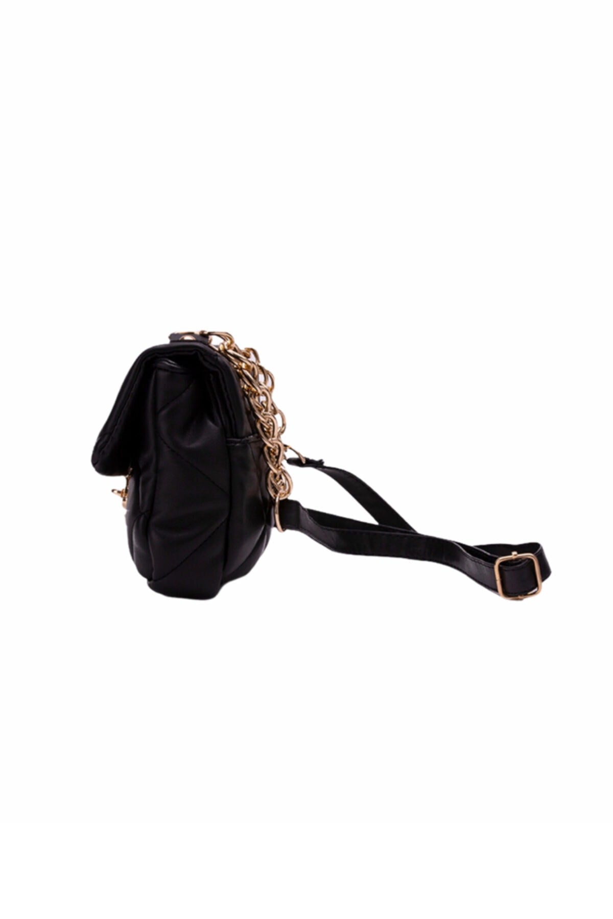 Female Black Mini Square Kapitone Hanger Bag