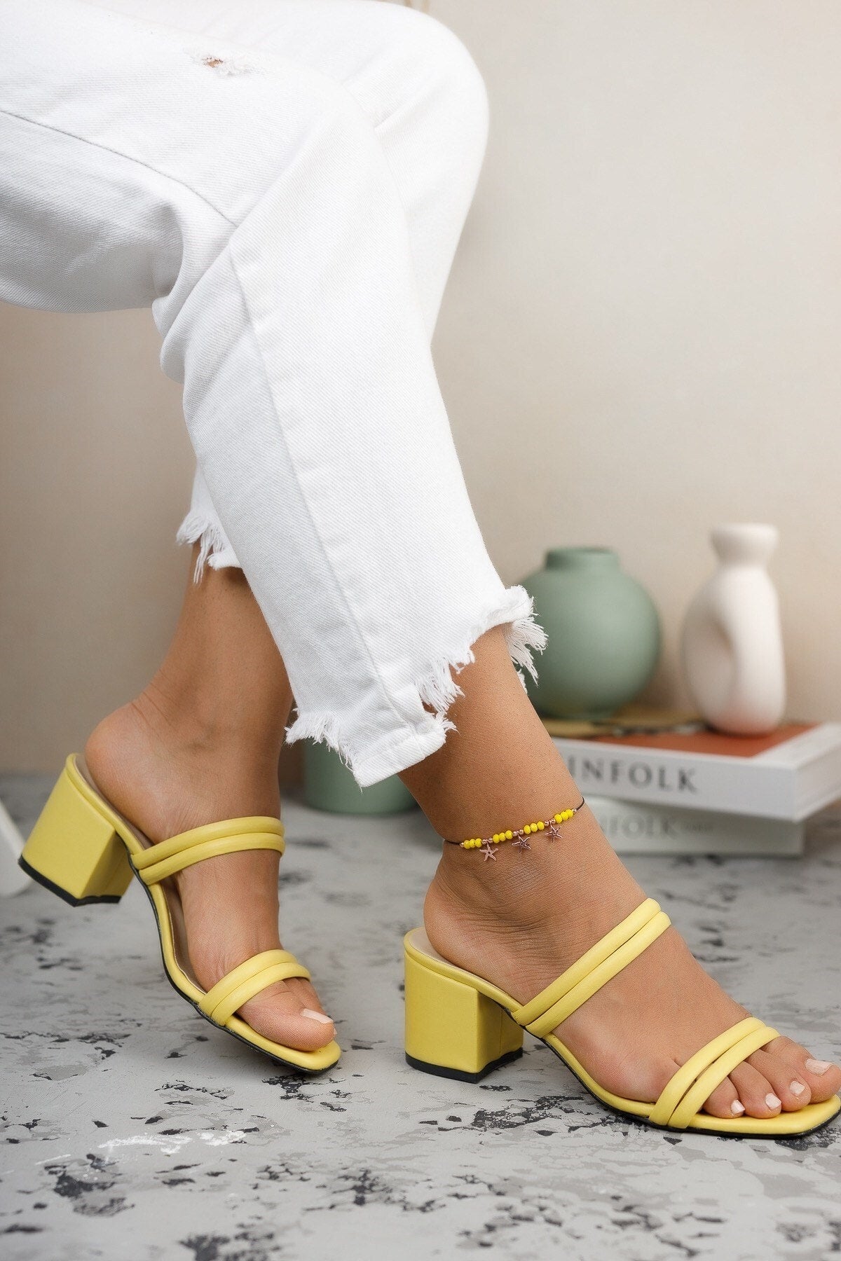 Yellow Woman Heels Slippers 0012222