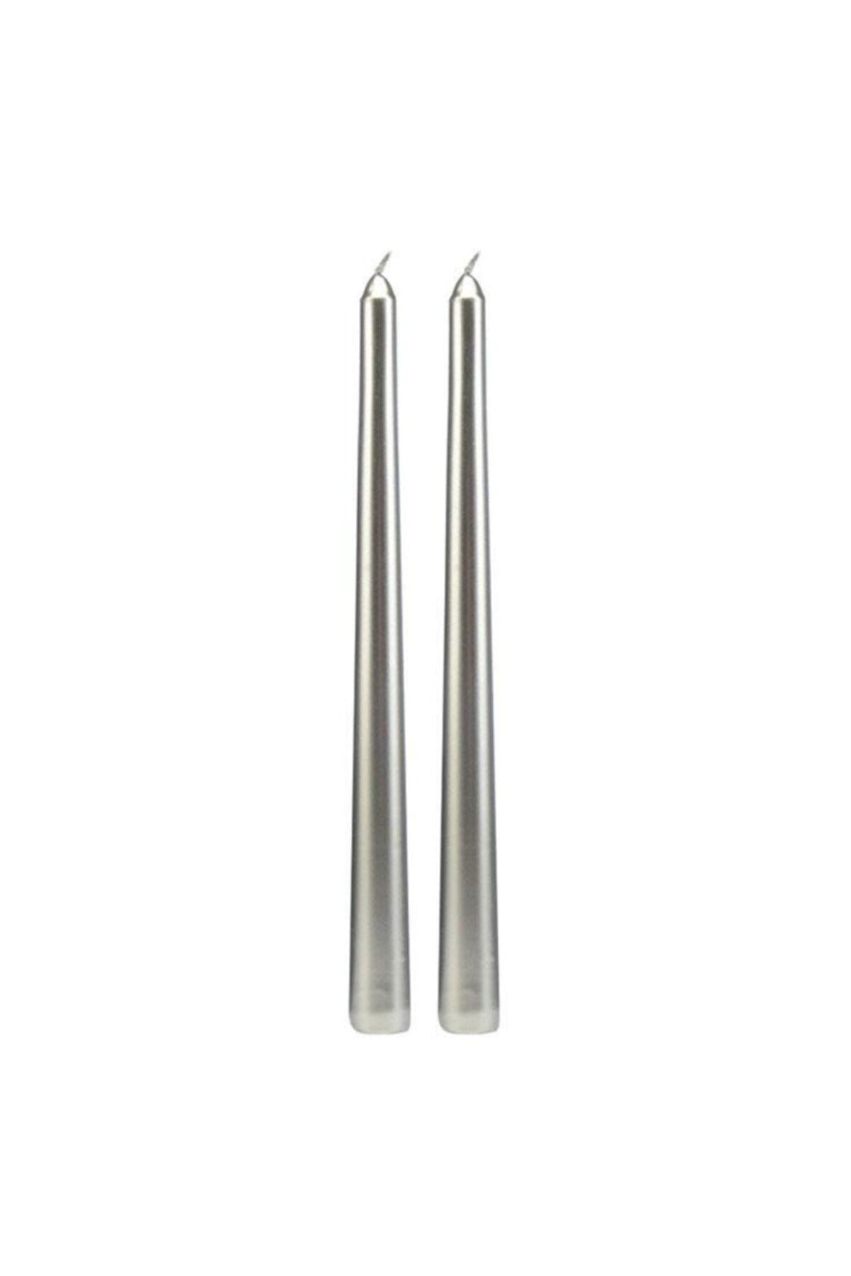 10 metallic silver color conical candlestick candle