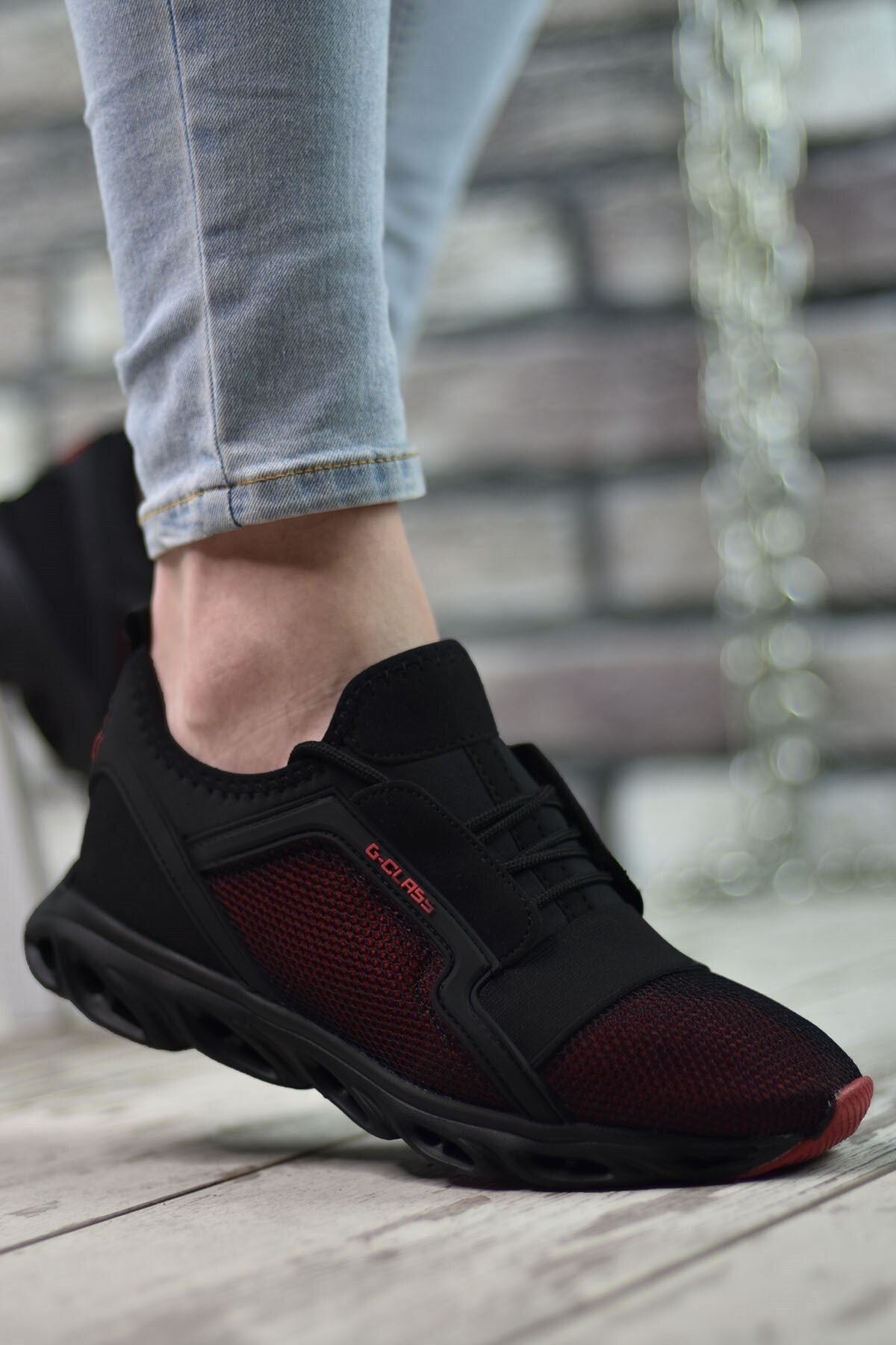 Men's black red sneaker 0012304