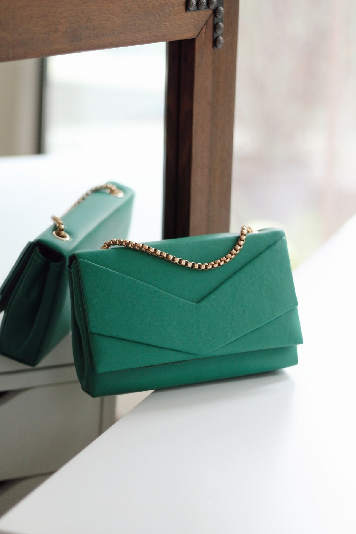 Female Green Envelope Box Shoulder Bag