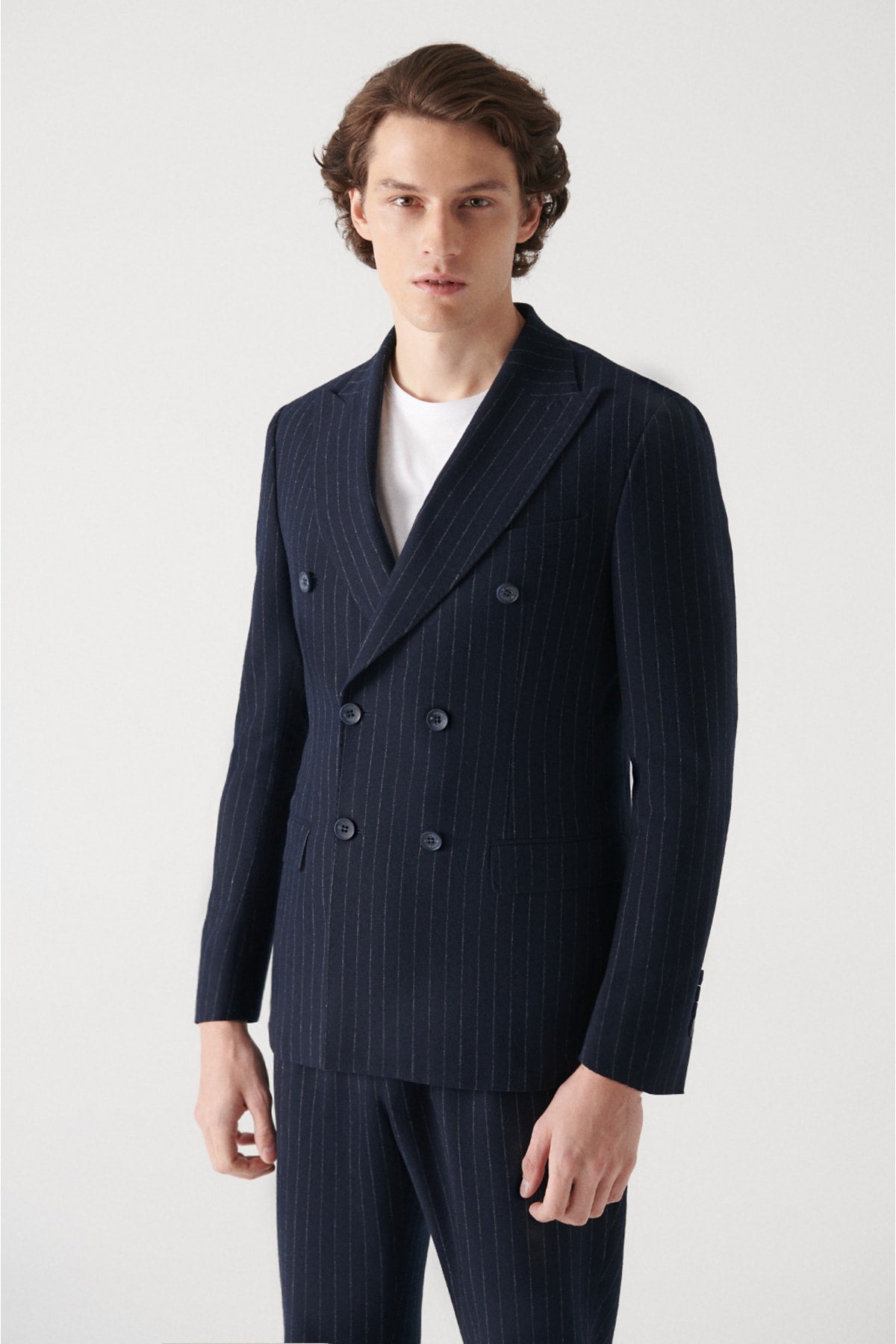 Woolen striped cruishe -free jacket