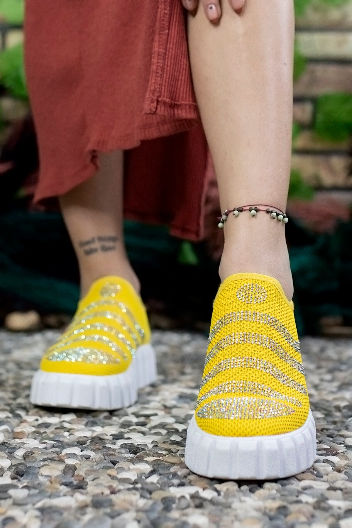 Woman Yellow Knitwear Sneaker
