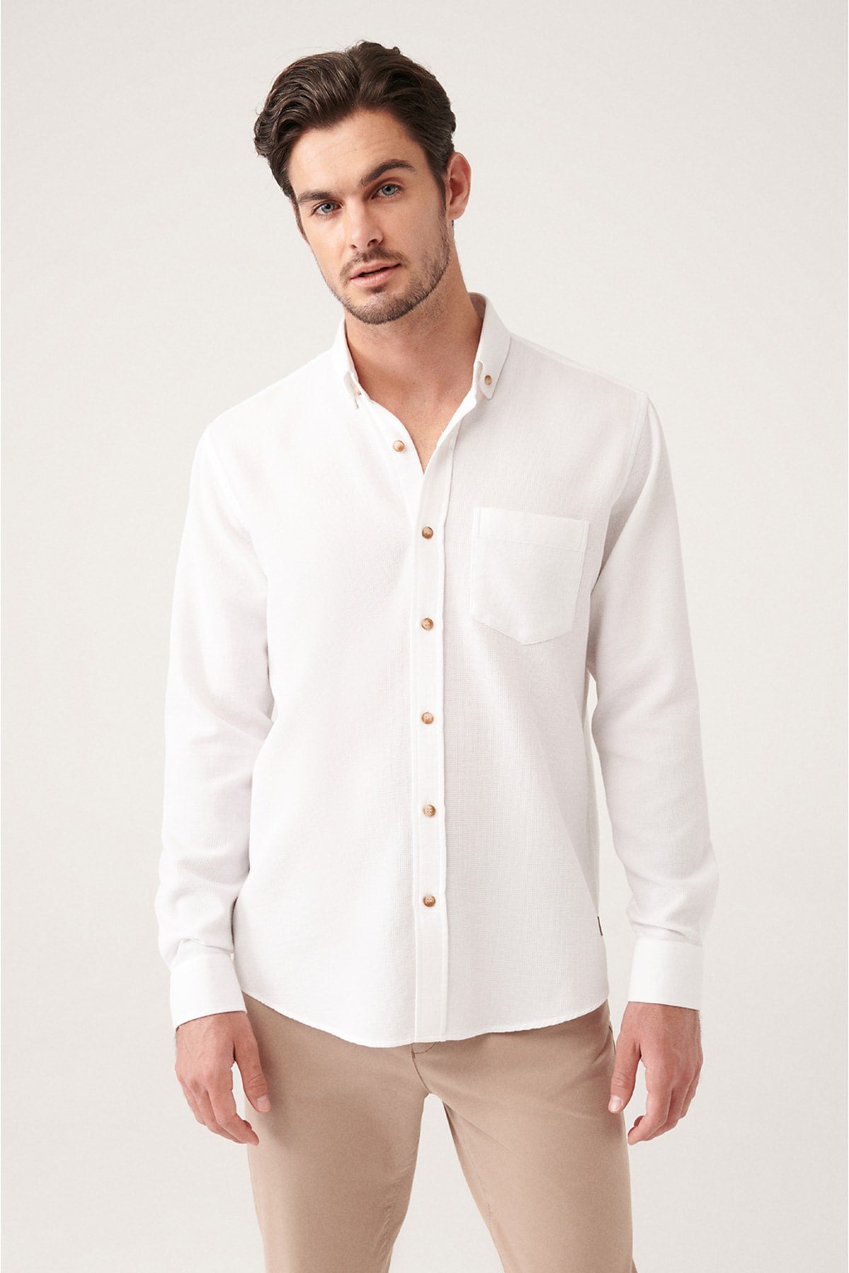 100 %Cotton Regular Fit Shirt with Men's White Pocket A31y2005