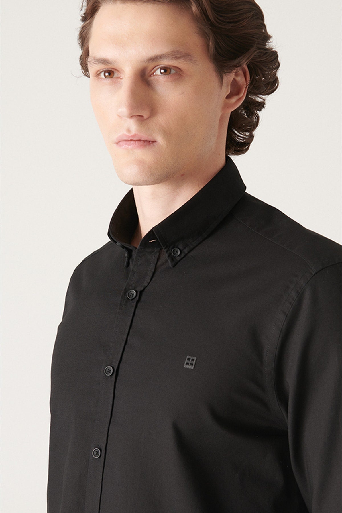Men's black oxford 100 %cotton regular fit shirt E002026
