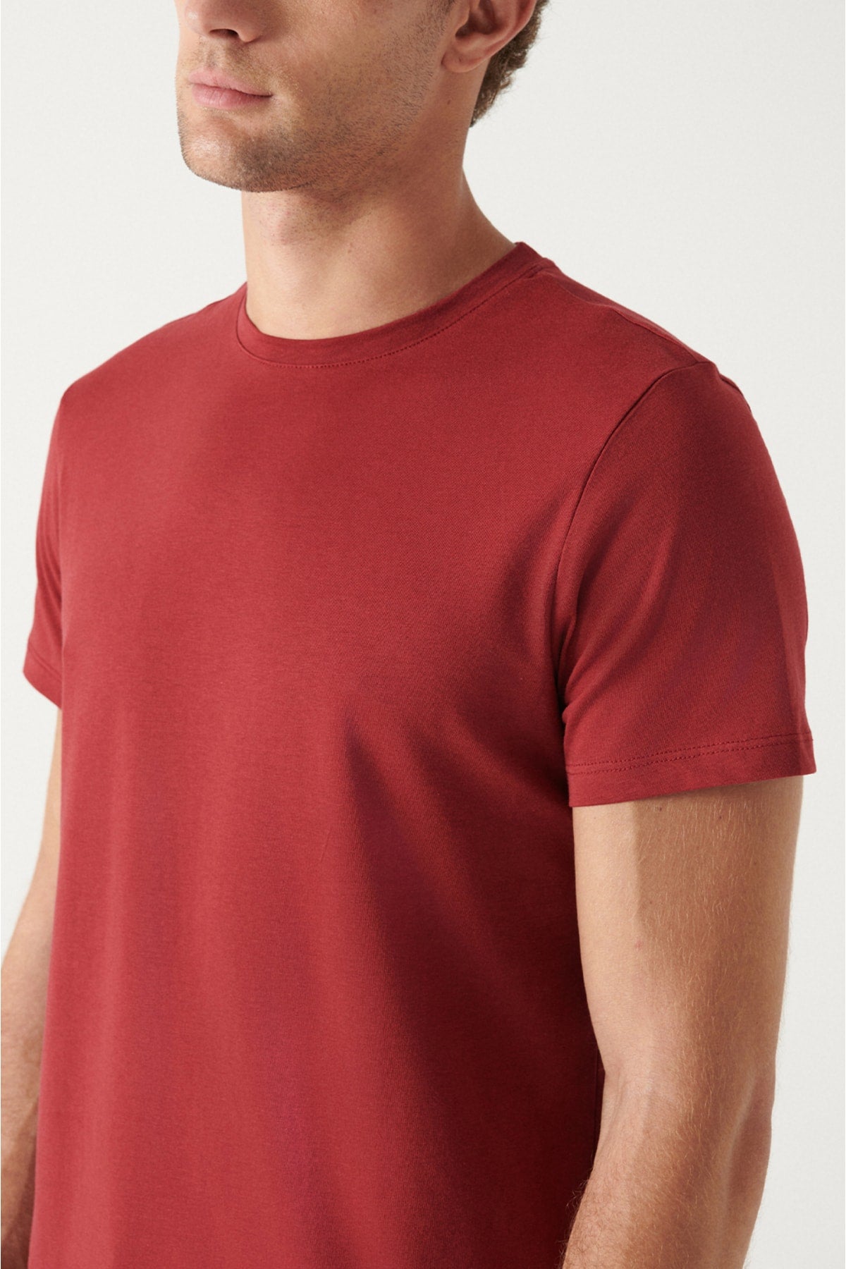 Erkek Bordo Basic T-shirt E001000