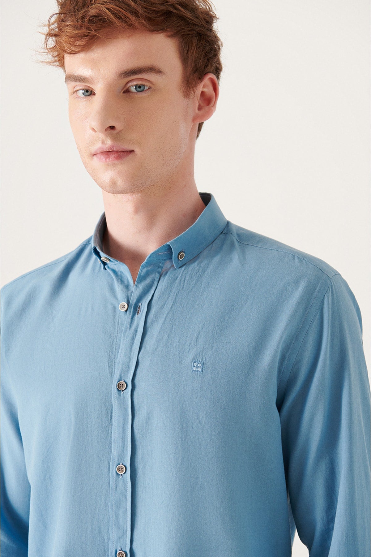 Men's Indigo Oxford 100 %Cotton Regular Fit Shirt E002206