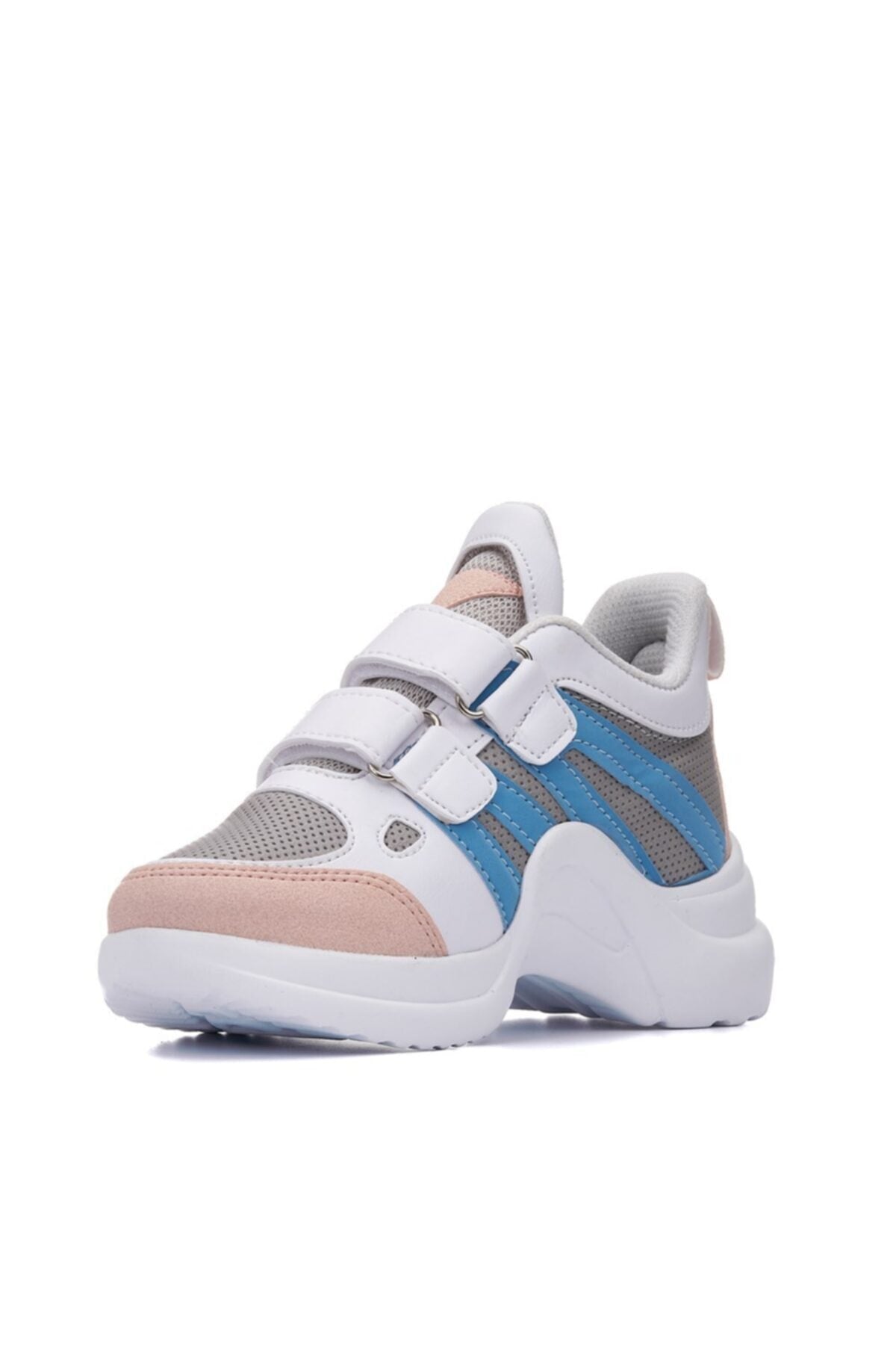 Mavi - Imershoes Günlük Çocuk Spor Ayakkabı Cırtlı Bağcıksız Sneaker Yumuşak Fuspet Taban