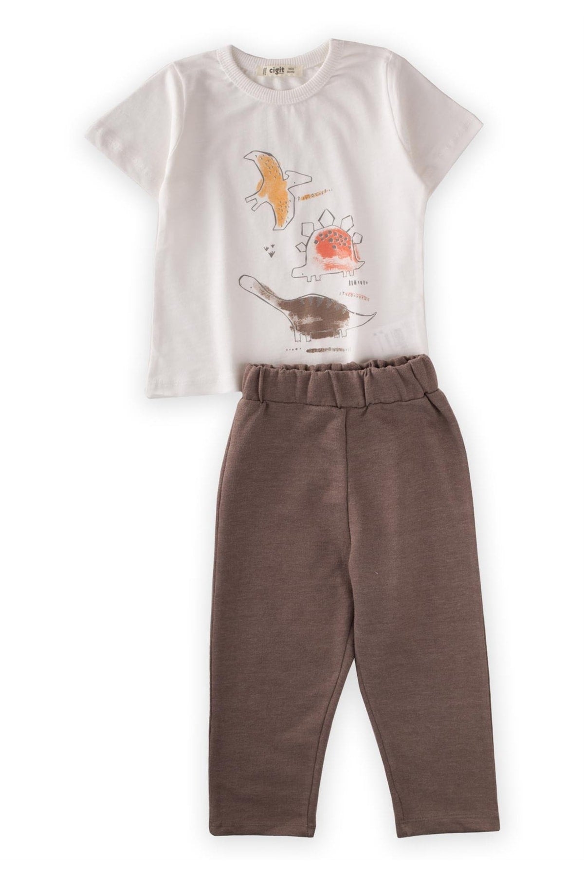 Dinosaur printed pajama set 2-7 years ecru