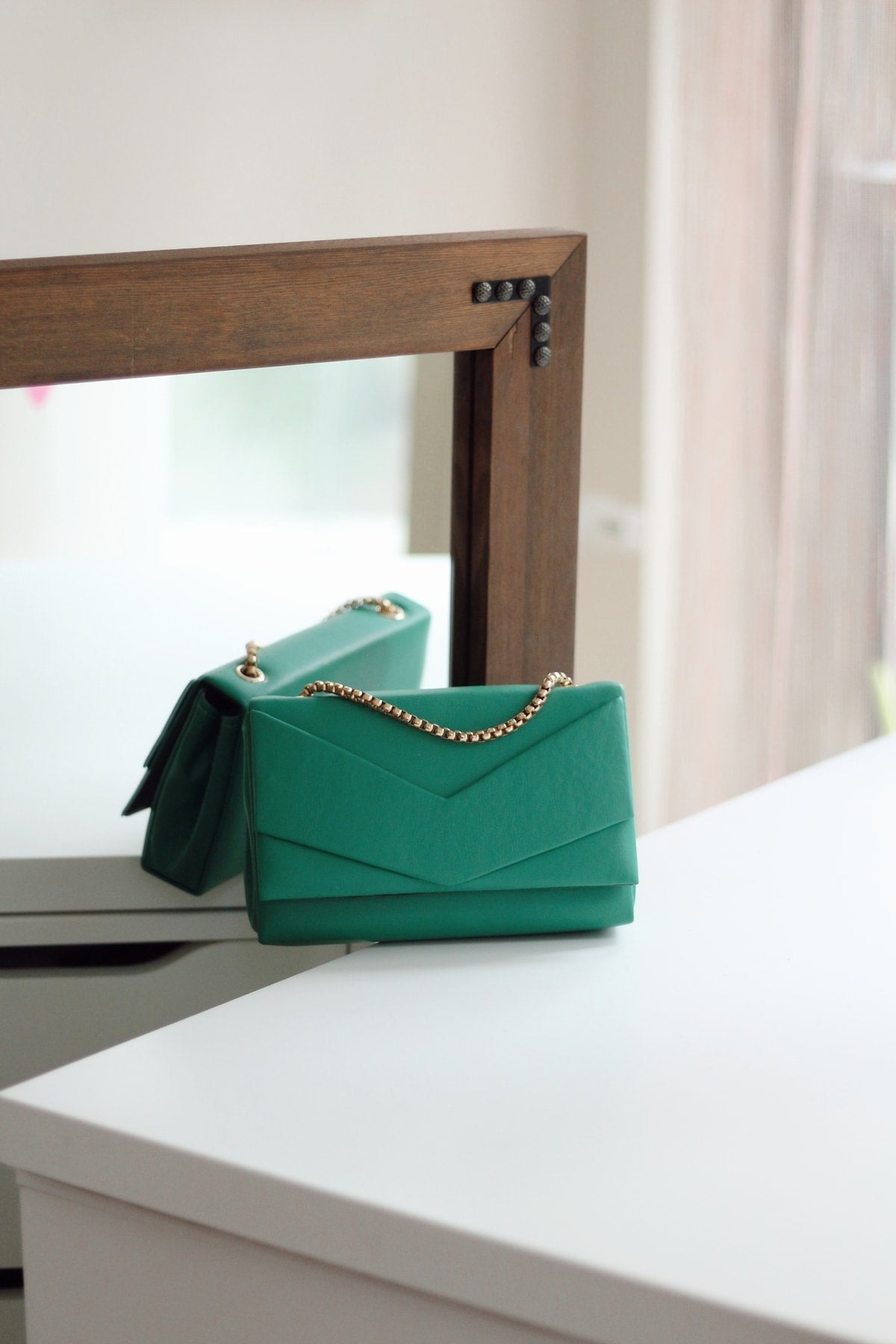 Female Green Envelope Box Shoulder Bag