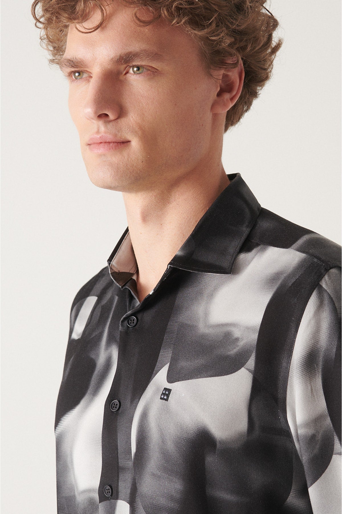 Men's black contrast printed Leisure Fit Shirt A22Y2064