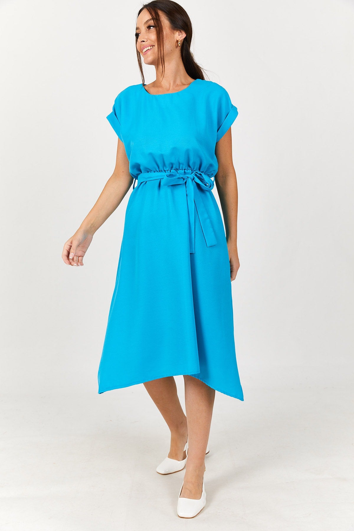 Women's Blue Waist Tied Dress ARM-18Y001120