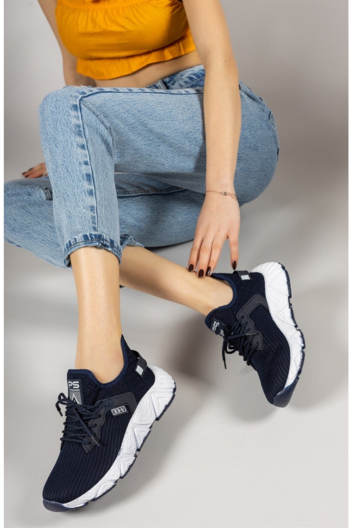 Navy blue white unisex sneaker 0012062