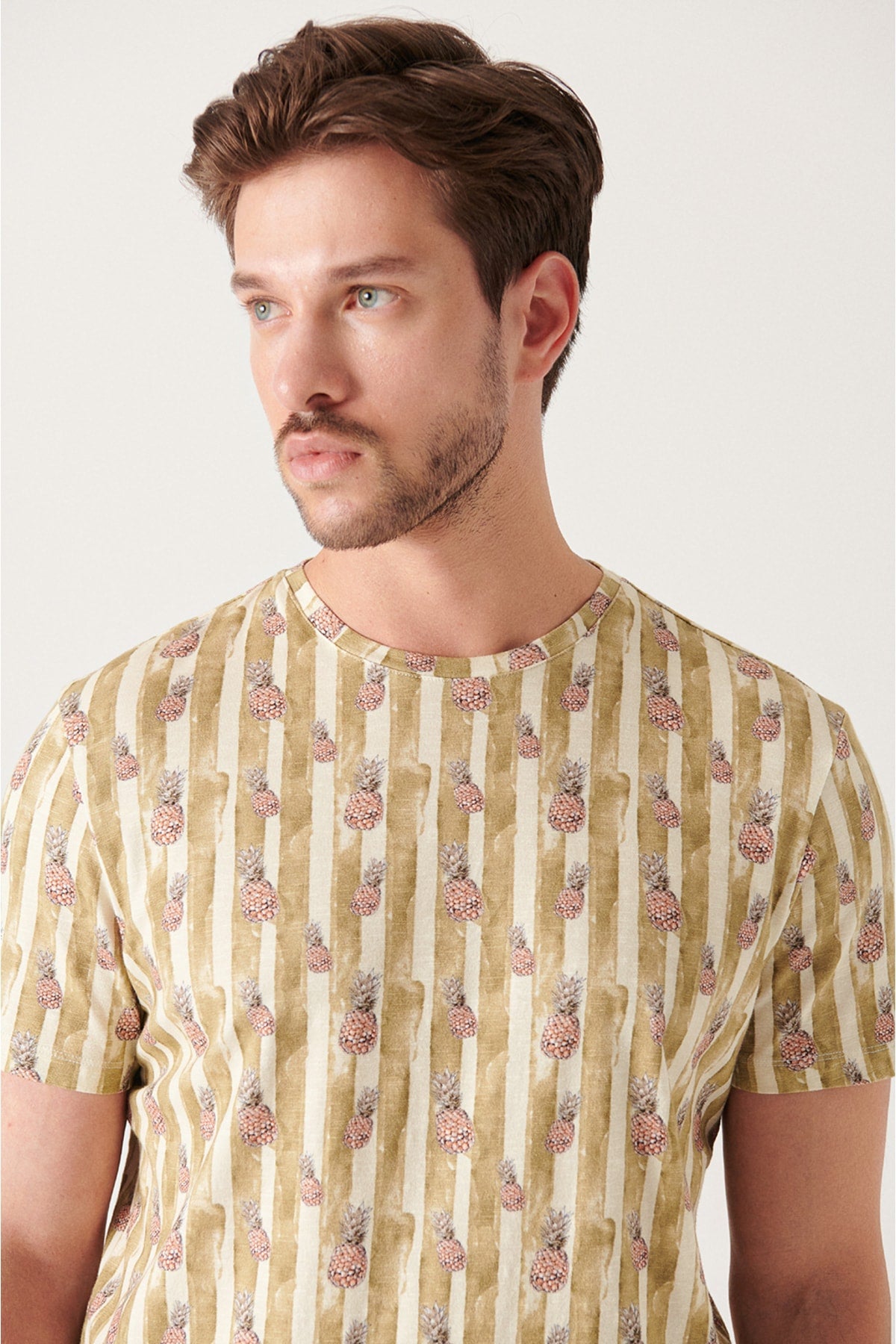 Men's Fat Green Printed Cotton T-Shirt A21y1070