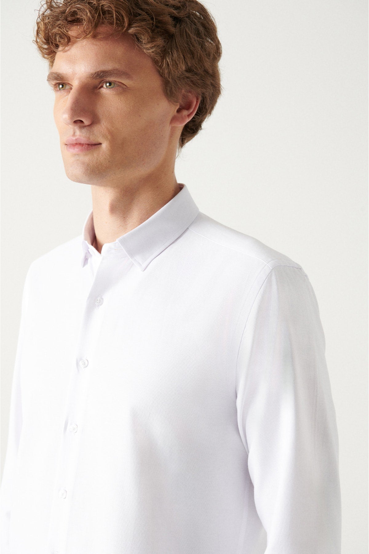 Male White Oxford British collar Slim Fit Shirt E002211