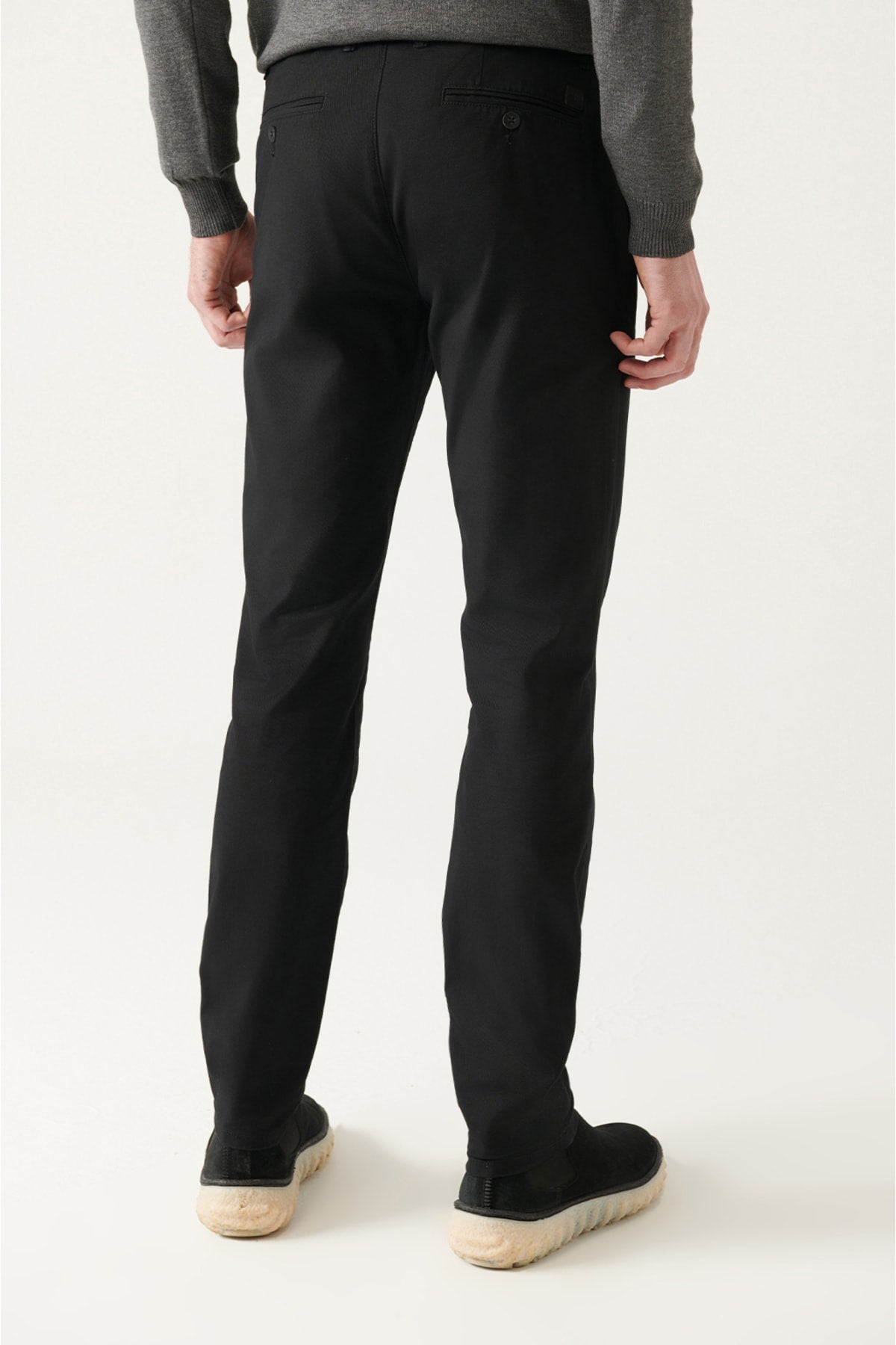 Black Astruly Basic Slim Fit Chino Canvas Pants B003002