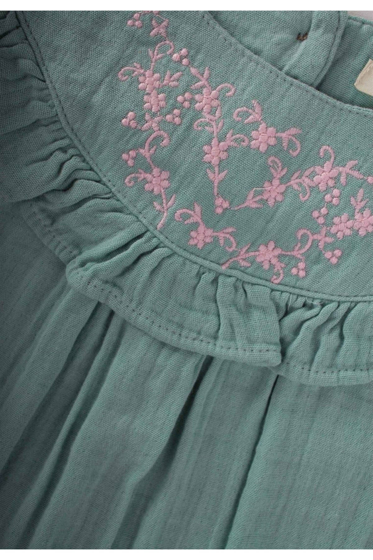 Robasi Embroidery Muslin Dress 2-8 Years Mint Green