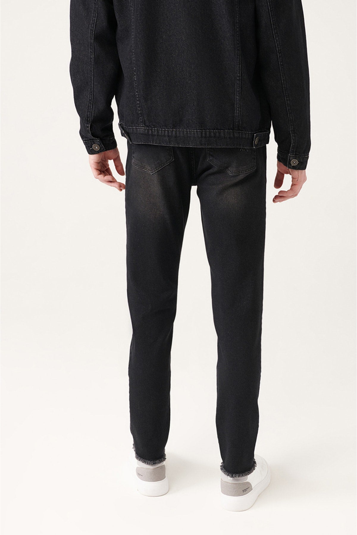 Men's black flat washing lycra slim fit jean pants A31y3504