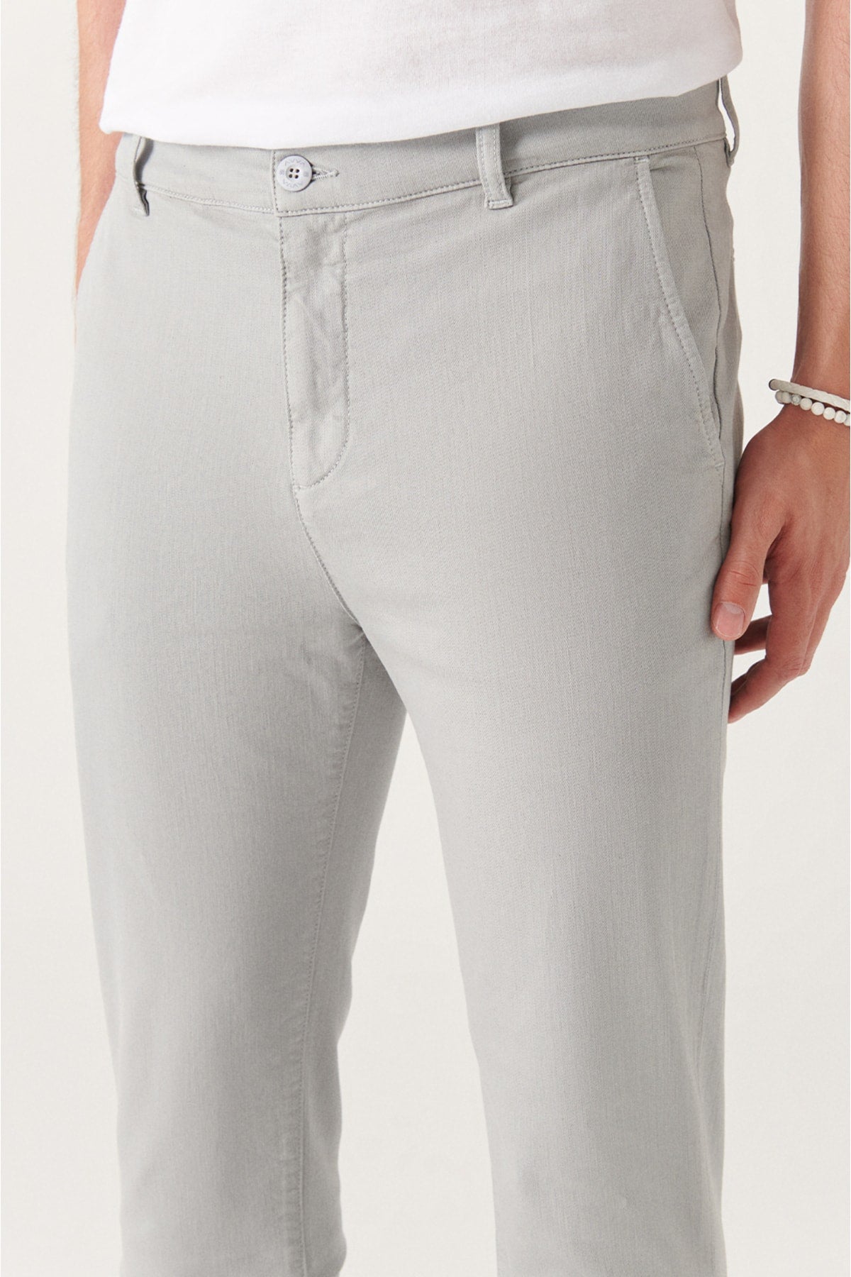 Men's Gray Flexible Slim Fit Pants A21y3037