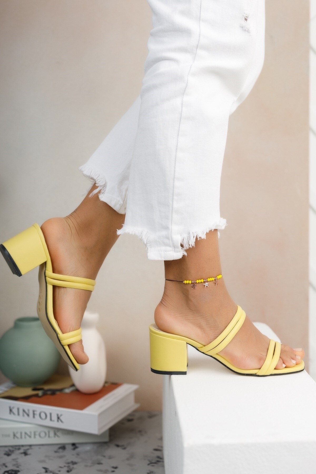Yellow Woman Heels Slippers 0012222