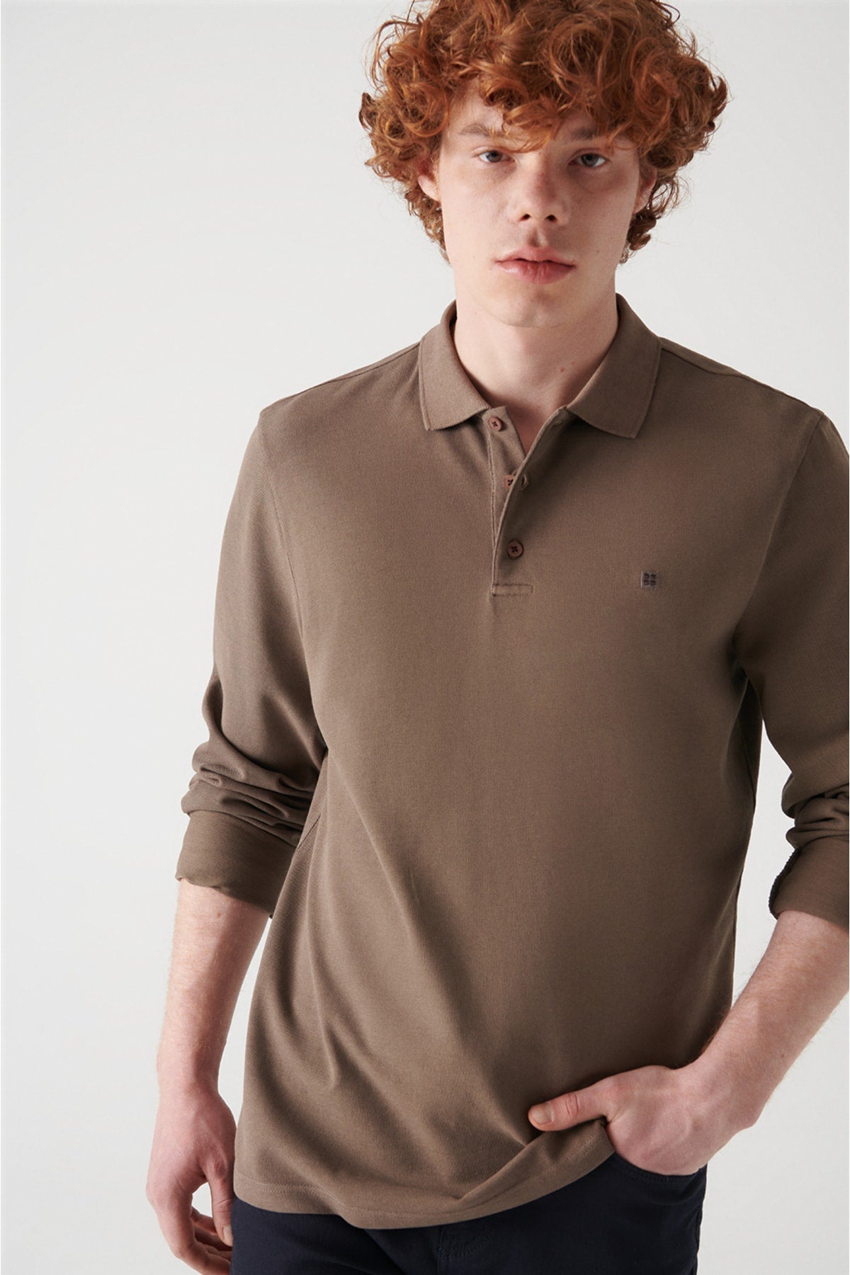 Men's Mink Polo Yaka 100 %Cotton Basic Sweatshirt E001003