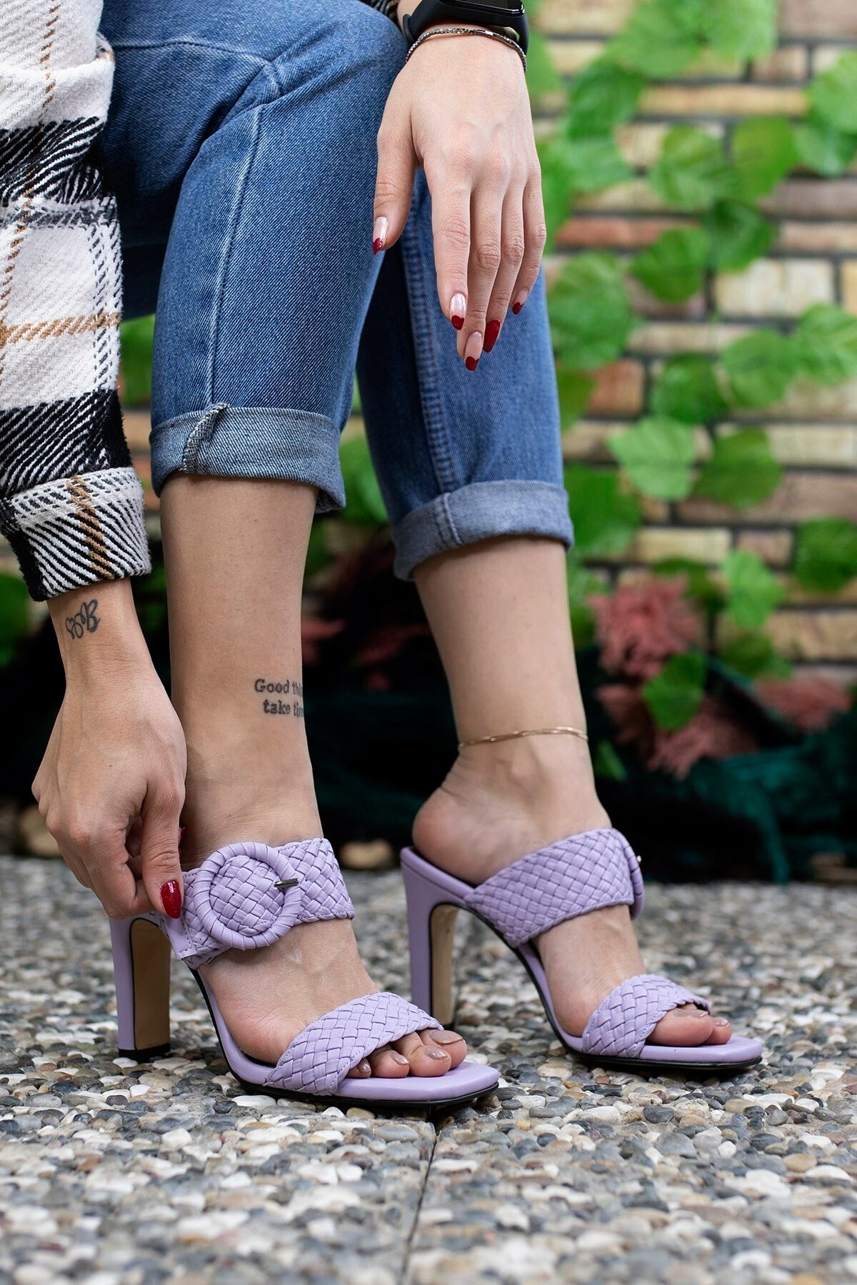 Woman purple high heels slippers 0012902