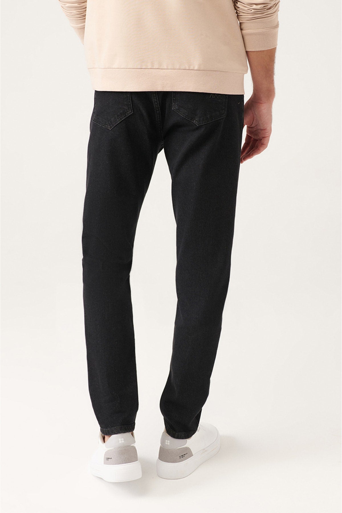 Men's black flat washing lycra jean pants A31y3502