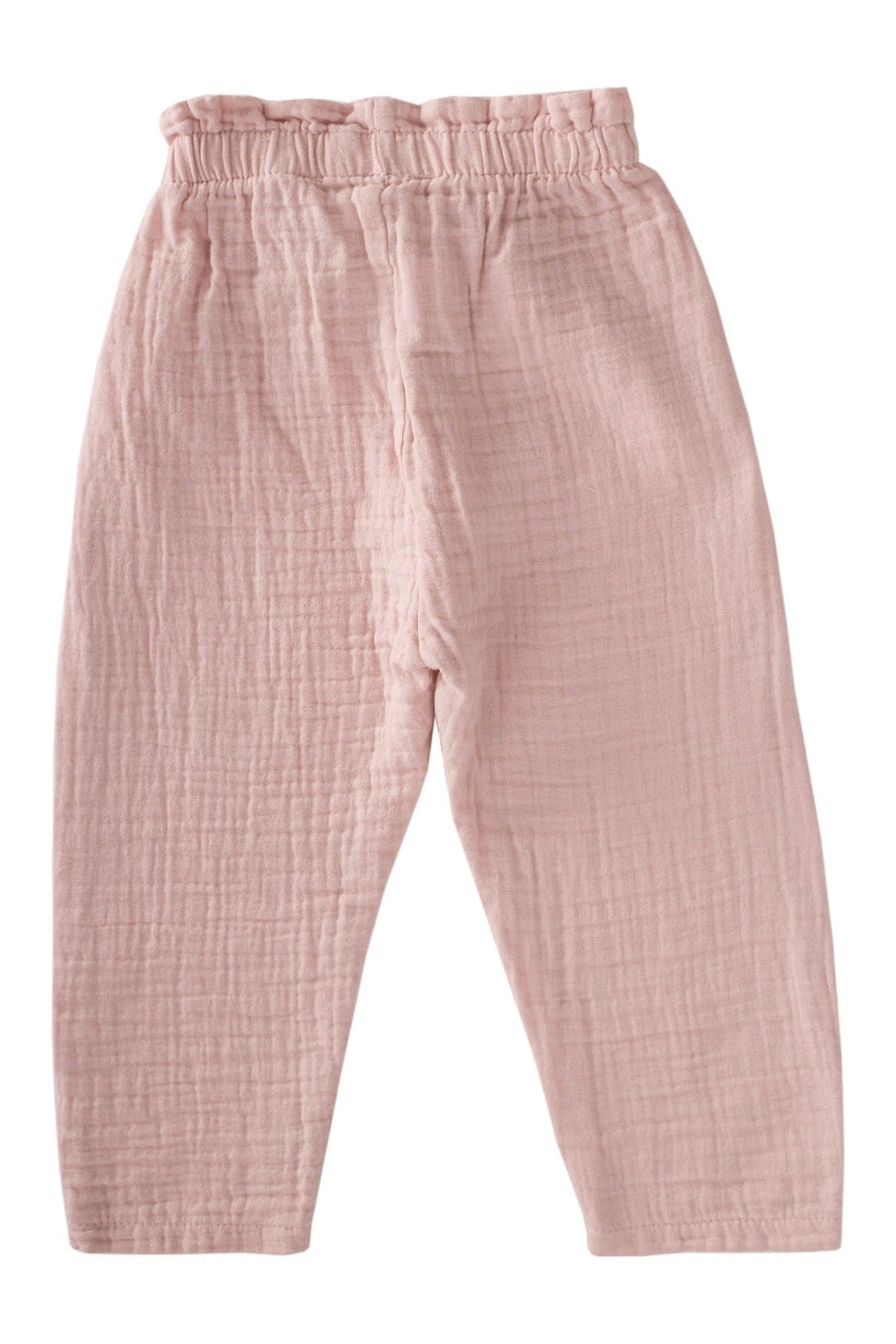 Organic waist frilled wide cut Muslin Pants 1-8 Age Powder Pink Pink