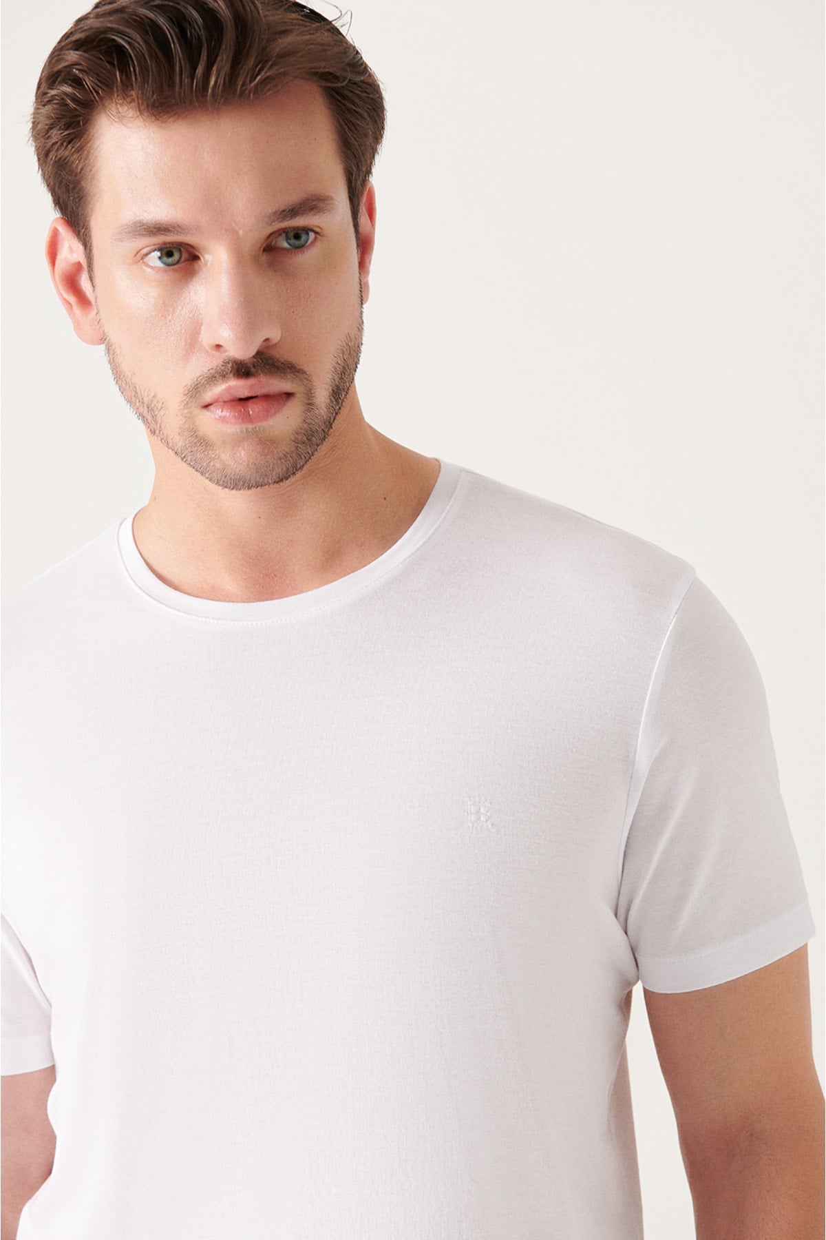 Men's White Ultrasoft Bicycle Cotton Cotton Basic Modal T-Shirt E001171