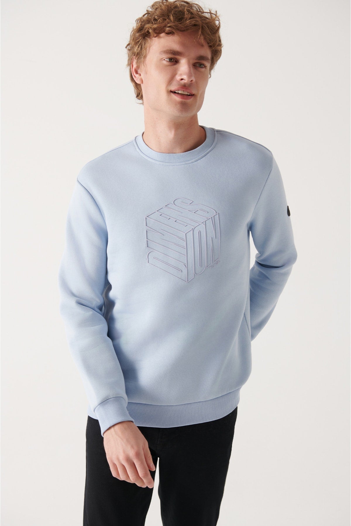 Men's Light Blue Printed Sweatshirt A22y1128