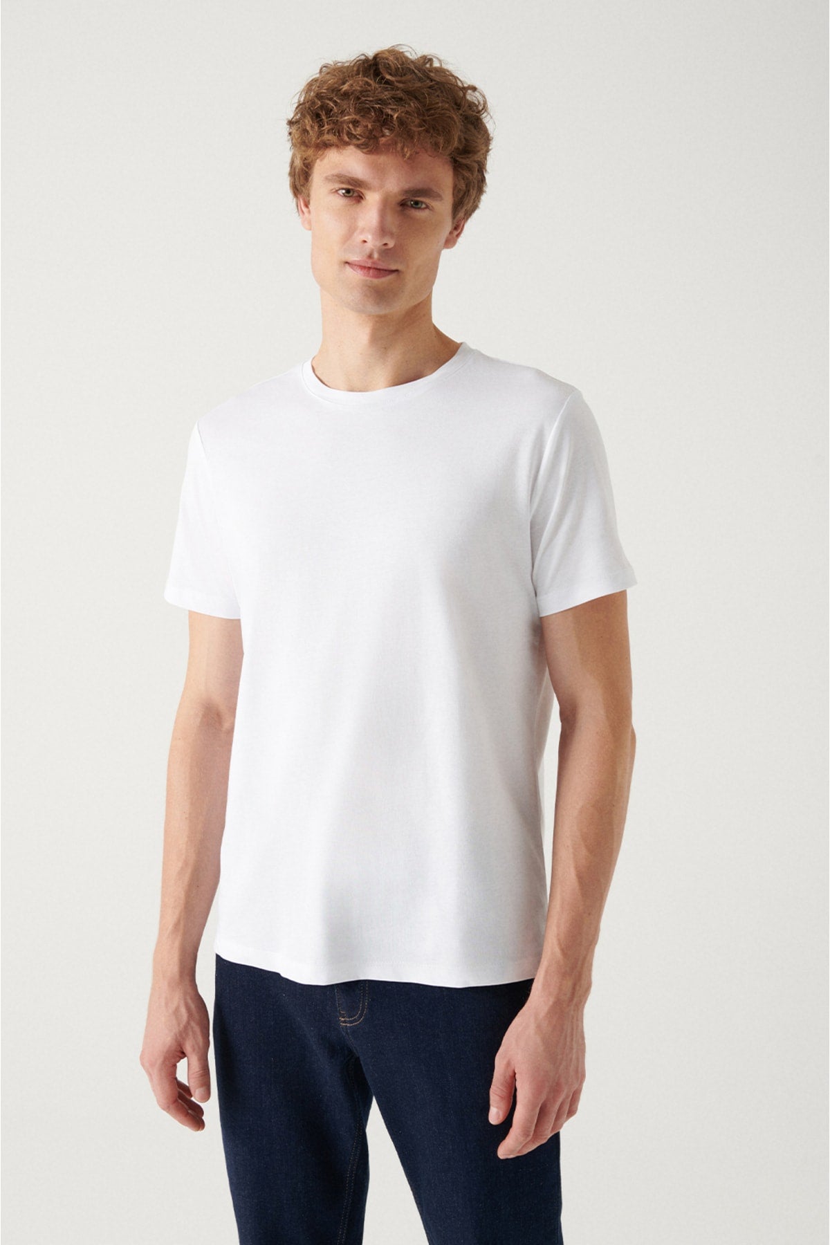 Men's White-Yellow-Mind 3-Bicycle Collar Flat T-Shirt E001010